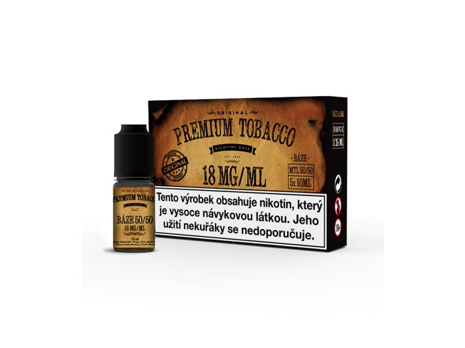 Nikotinová báze Premium Tobacco (50/50): 5x10ml / 18mg