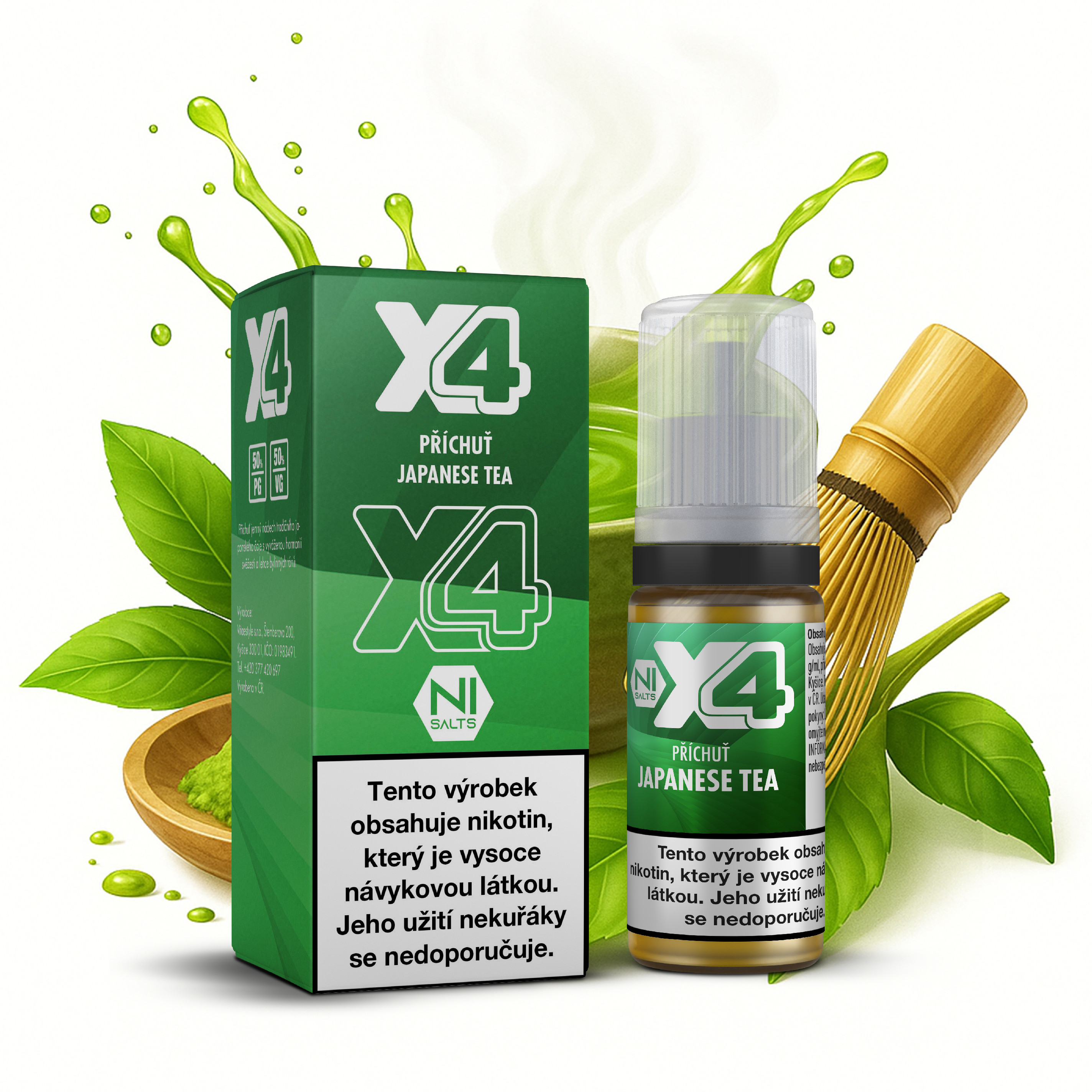 Nikotinová sůl X4 Bar Juice - Japonský čaj / Japanese Tea 10ml Nikotin: 20 mg