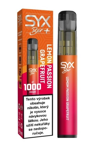 SYX BAR jednorázová e-cigareta Lemon Passion Grapefruit