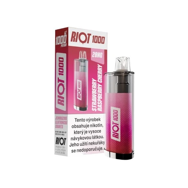 Riot Squad RIOT 1000 jednorázová e-cigareta Strawberry Raspberry Cherry