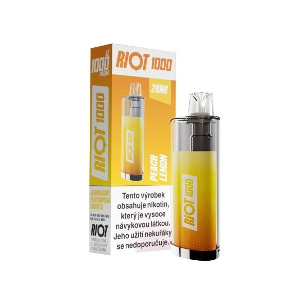 Riot Squad RIOT 1000 jednorázová e-cigareta Peachy Lemon