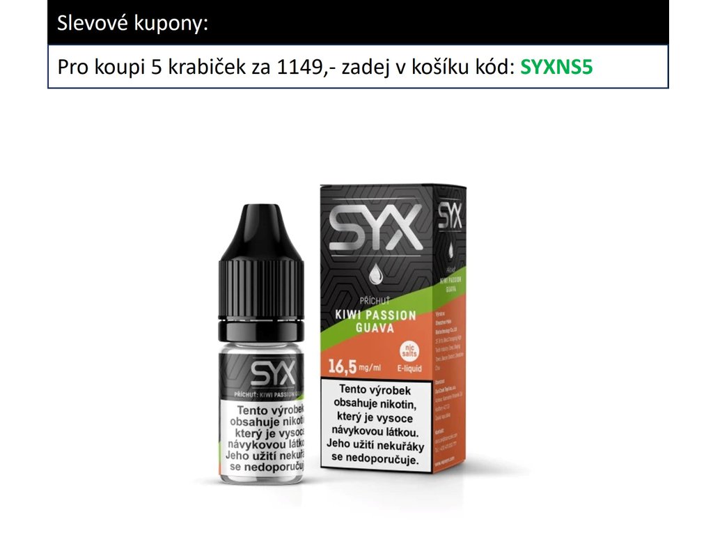 e-liquid SYX NS Kiwi Passion Guava 10ml