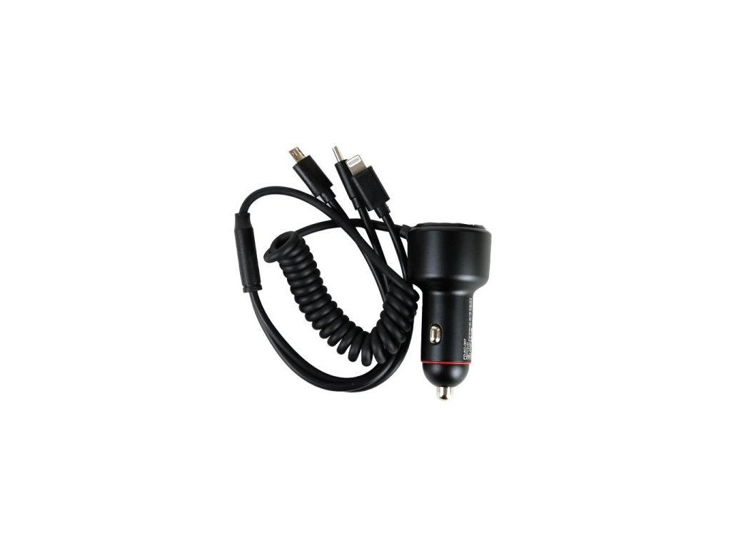 Nabíječka do auta 3 v 1 - Lightning, Micro USB, USB-C