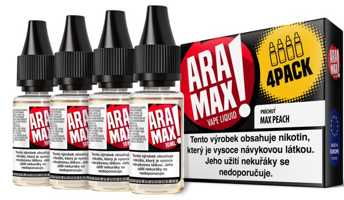 Liquid ARAMAX balení 4 ks Max Peach 4x10 ml-18 mg