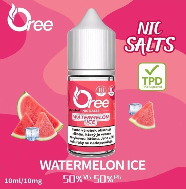 Liquid Oree SALT Watermelon Ice - Ledový meloun 10 ml - 10 mg