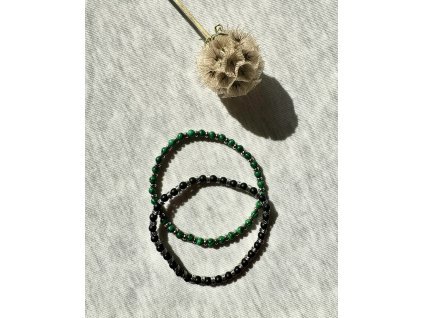 Set tenkých náramkov z malachitu a ónyxu * sila v dvojici