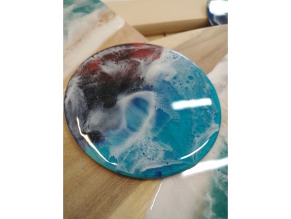 Podtácek kruh s motivem moře, průměr 10 cm.