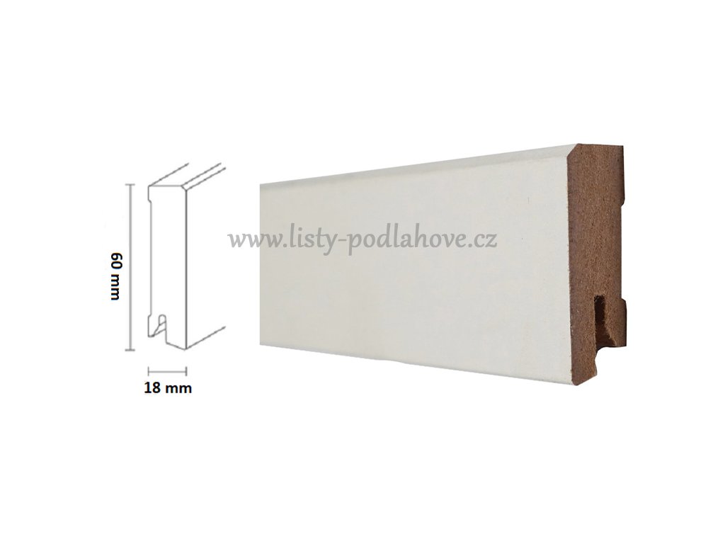 Döllken - Soklová lišta MDF White & Black Cubica 60mm, bílá matná, 240 cm