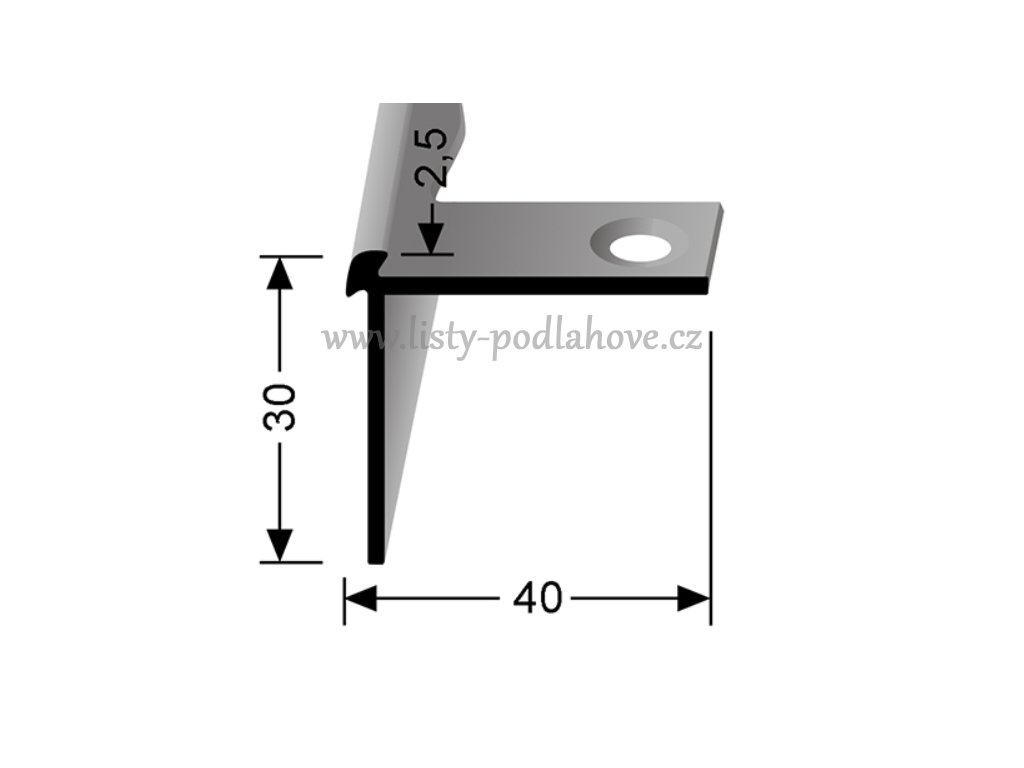 Küberit 870 EB - Ohýbací schodový oboustranný profil 2,5 mm | F2 Imitace nerezi  250 cm
