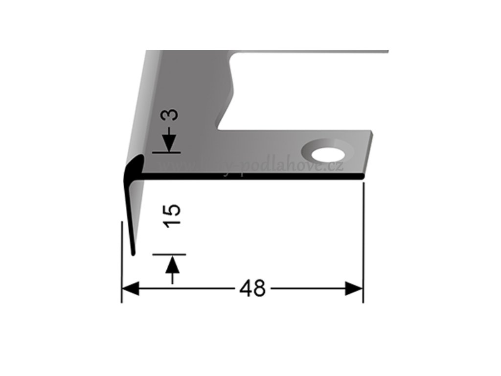 Küberit 860 EB - Ohýbací schodový jedostranný profil 3 mm | F2 Imitace nerezi  250 cm