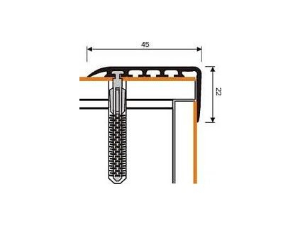 MYCK D-K0100 Plastový schodový profil 45x22mm - samolepící s hmoždinkou