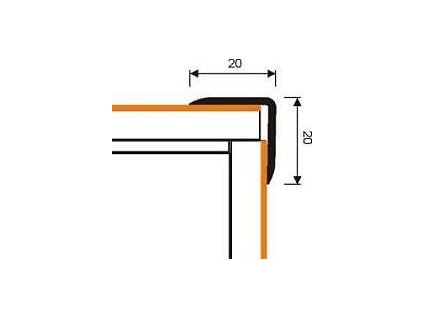 MYCK D-K0500 Plastový schodový profil 20x20mm  - samolepící s hmoždinkou