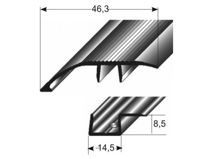 Vyrovnávací profil  46,3 mm, narážecí