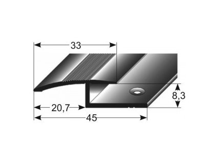 Vyrovnávací profil  33 x 8,3 mm, vrtaný