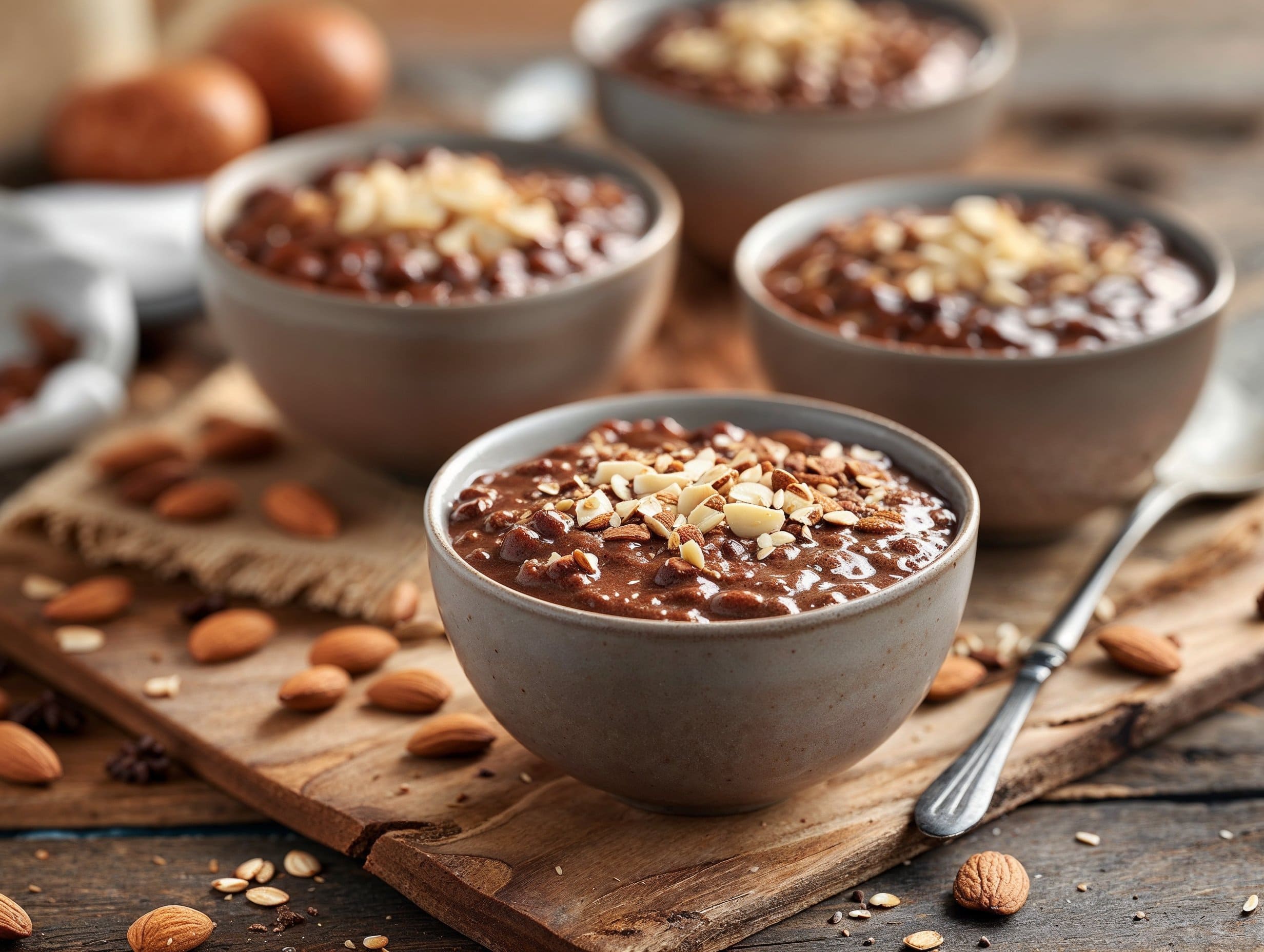 Proteinovo-čokoládová kaše s mandlemi