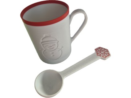 Vánoční hrneček s naběračkou- bílý