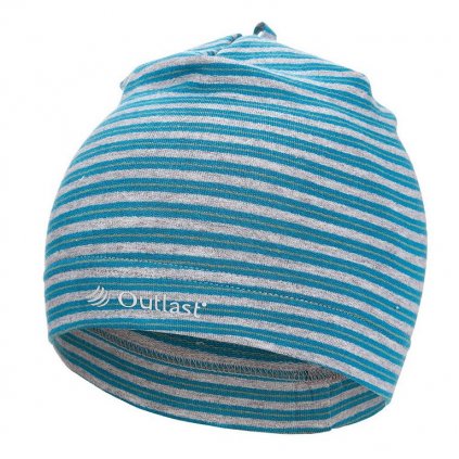 Čepice smyk natahovací PRUH Outlast ® - pruh šedý melír tyrkys (Velikost 1 | 36-38 cm)