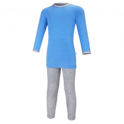Pyžamo DR Outlast® - pruh modrobílý/šedý melír