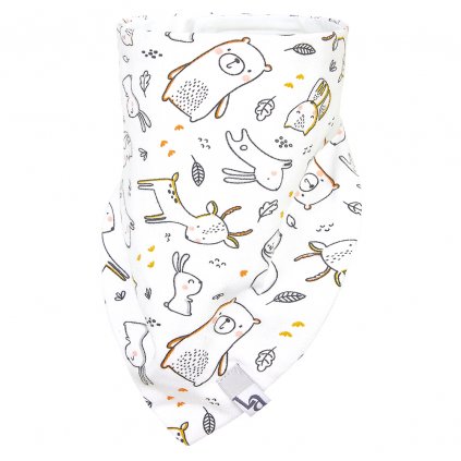 Šátek na krk podšitý BIO Outlast® - bílá zvířátka/bílá