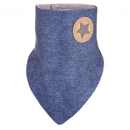 Šátek na krk podšitý Outlast® - modrý melír/pruh bílošedý melír