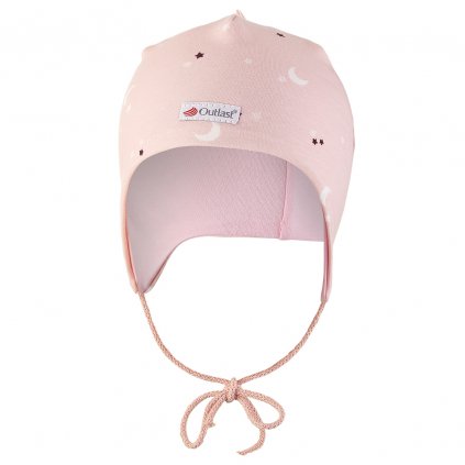 Čepice podšitá zavazovací BIO Outlast® - sv.růžová hvězdičky/růžová baby