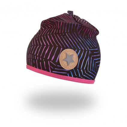 Čepice podšitá Outlast® - fialovočerný vzor/tm.růžová