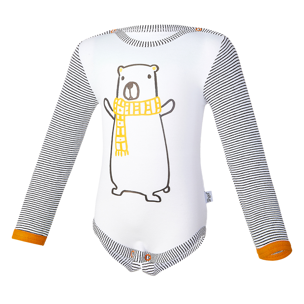 Little Angel Body smyk DR pruh Outlast® - bílá medvěd/pruh bíločerný Velikost oblečení: 86