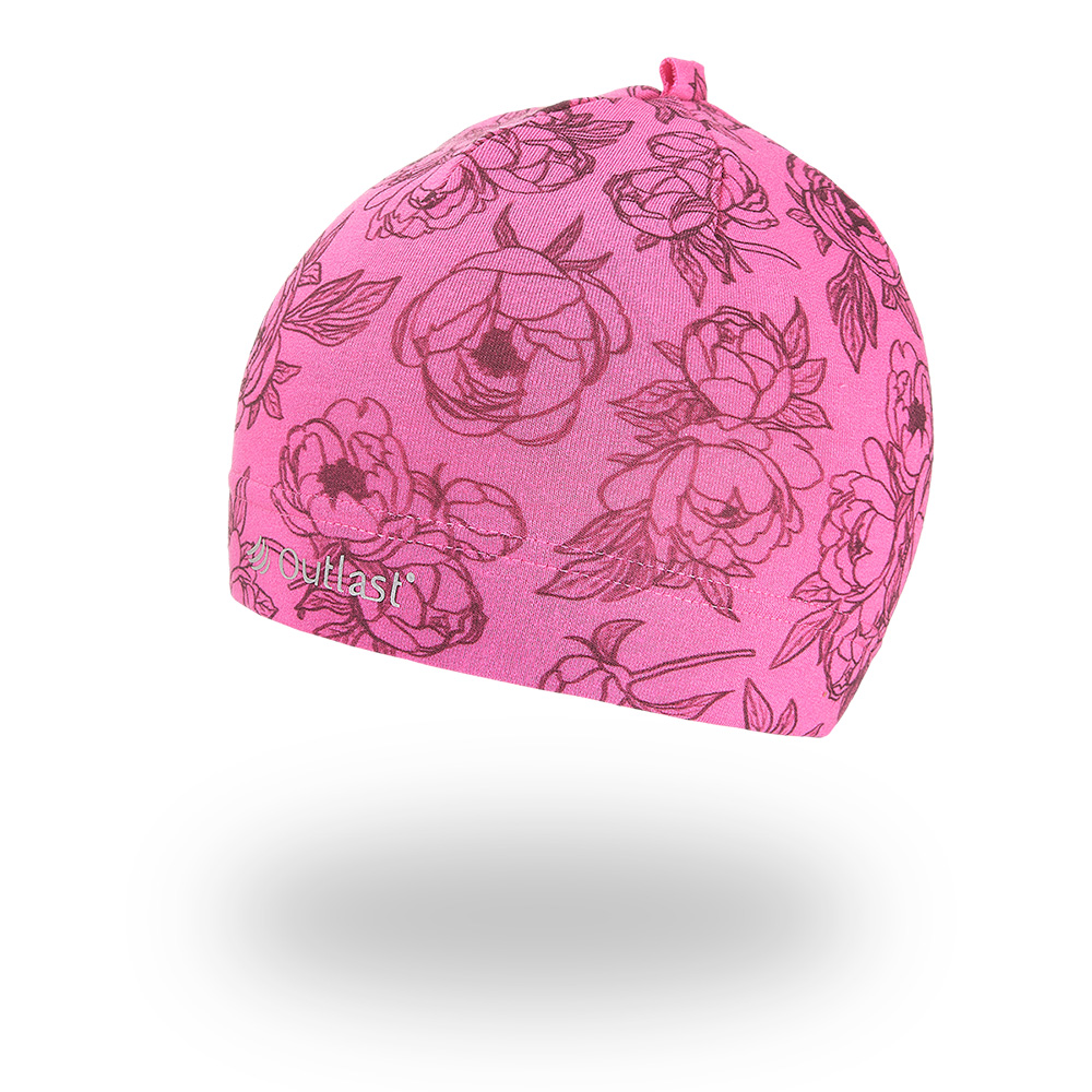 Little Angel Čepice smyk natahovací TISK Outlast ® - růžová pivoňky Velikost čepic: 3 | 42-44 cm