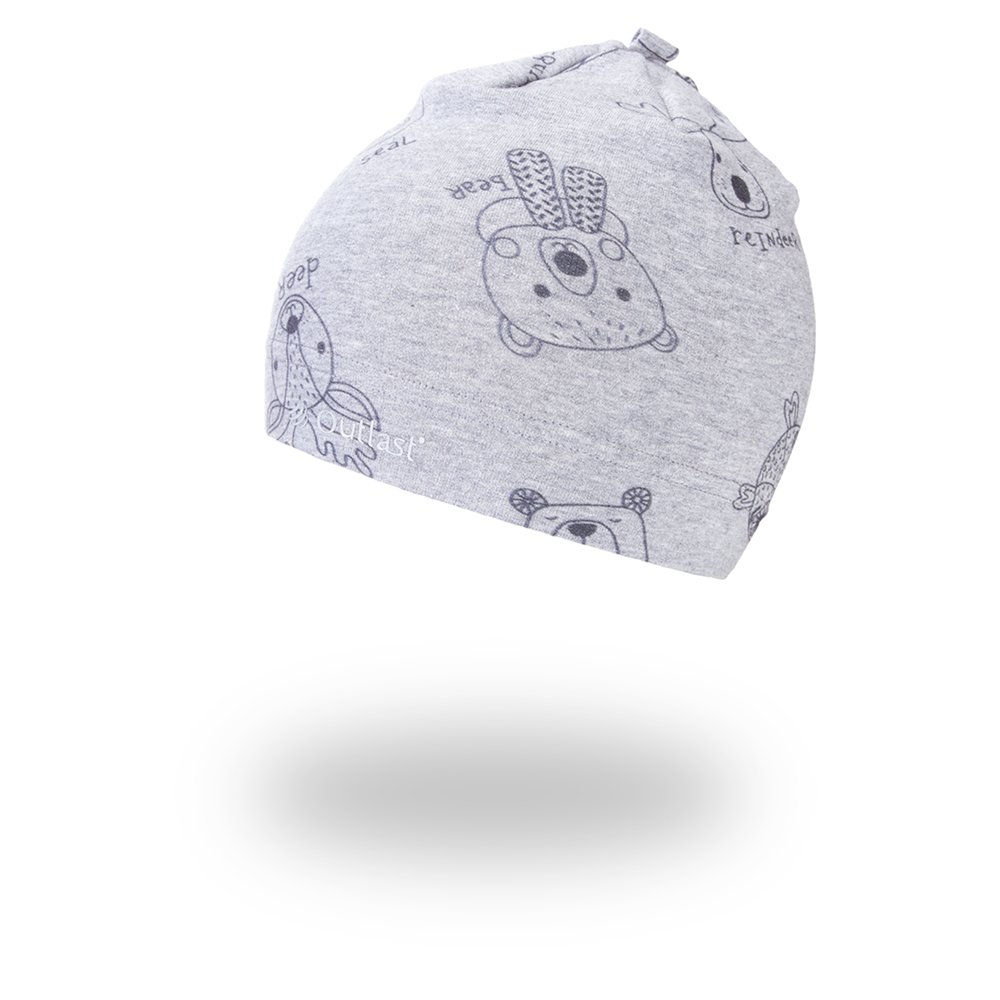 Little Angel Čepice smyk natahovací TISK Outlast ® - šedý melír zvířátka Velikost čepic: 6 | 54-57 cm