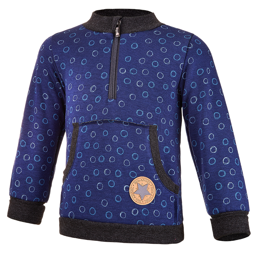 Little Angel Mikina hřejivá kapsa - modrá Velikost oblečení: 92