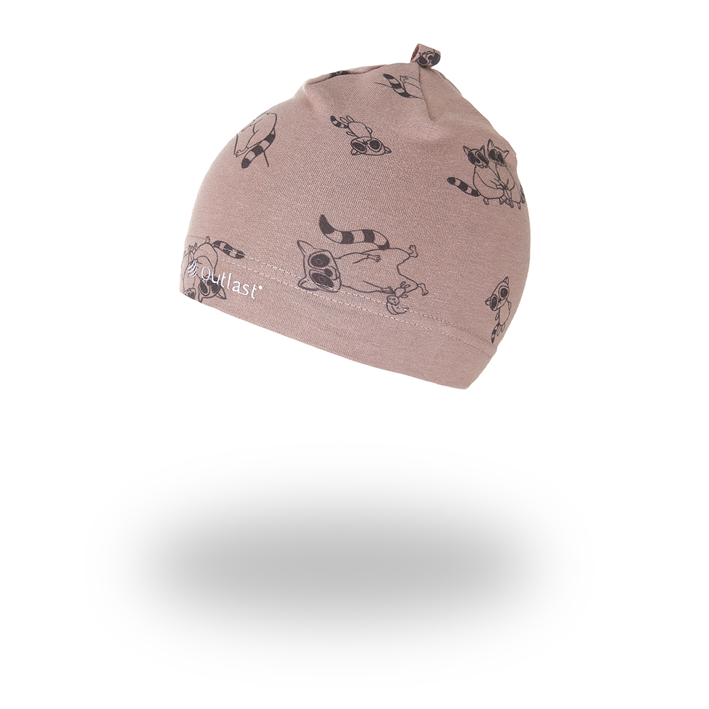 Little Angel Čepice smyk natahovací TISK Outlast ® - oříšková mývalové Velikost čepic: 4 | 45-48 cm