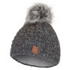 Čepice pletená copánky s chlupatou bambulí Outlast ® - černošedobílá