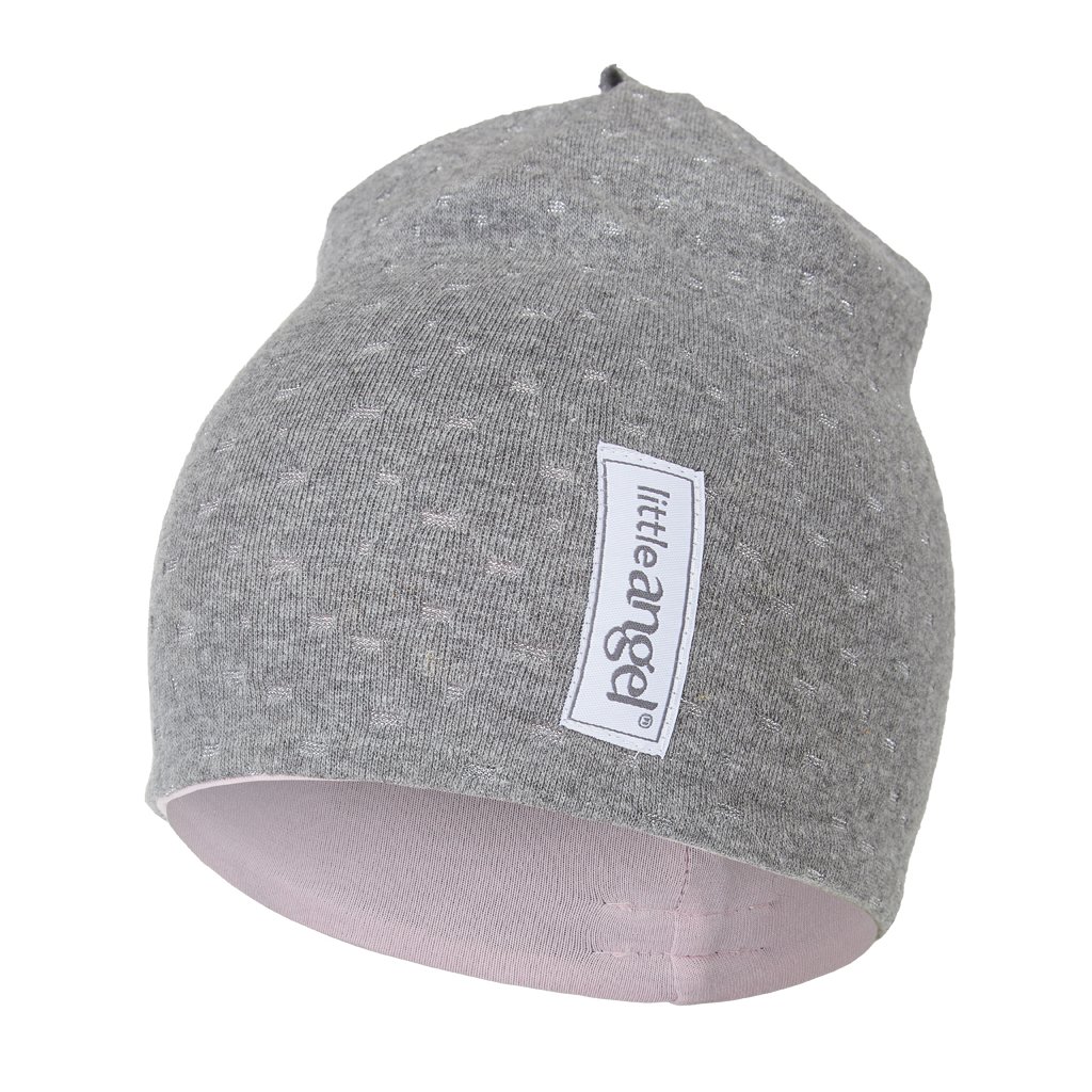 Mütze gefüttert Outlast® - grau meliert glanz/babyrosa (Größe 1 | 36-38 cm)