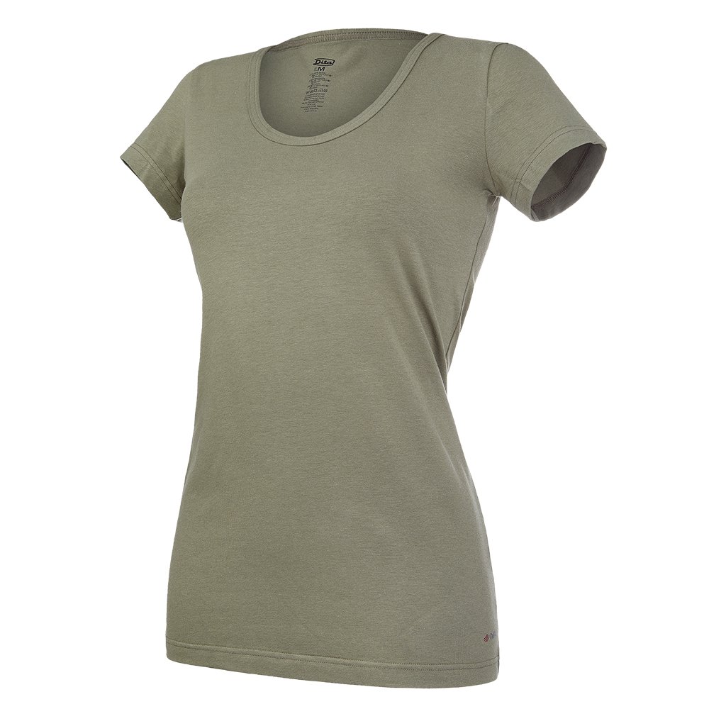Damen T-Shirt KA dünn Ausschnitt U Outlast® - khaki (Größe S)