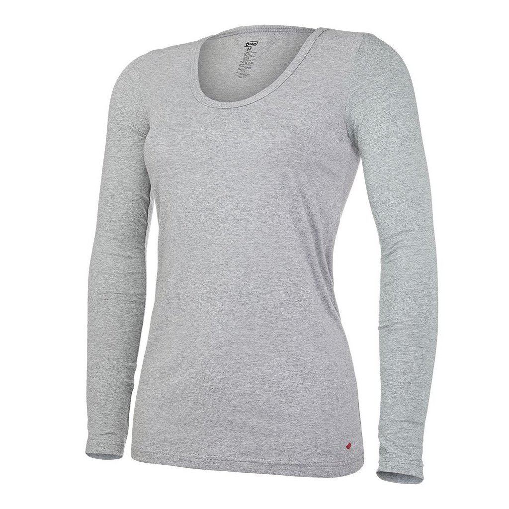 Damen T-Shirt LA dünn Ausschnitt U Outlast® - grau meliert (Größe S)