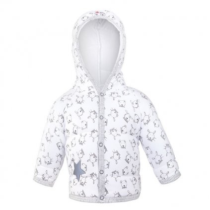 Jacke gesteppt Outlast® - weiß grau Tiere/weiß (Größe 50-56)