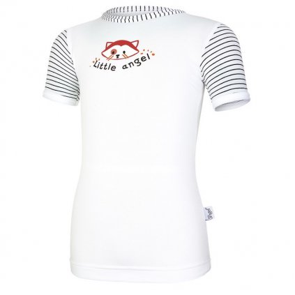 T-Shirt dünn kurzer Ärmel Motiv Streifen Outlast® - weiß/Streifen weißschwarz (Größe 86)