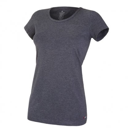 Damen T-Shirt kurzer Ärmel U Ausschnitt Outlast® - dunkelgrau meliert (Größe S)