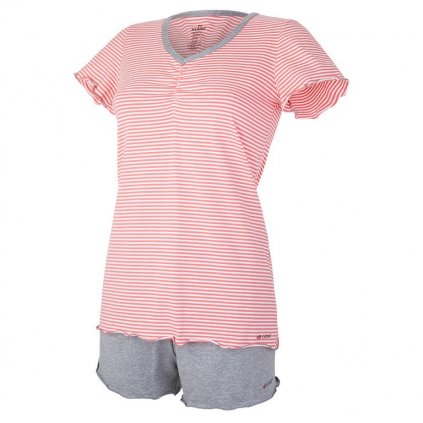 Damen Pyjama Outlast® - Streifen pfirsich/grau meliert (Größe S)
