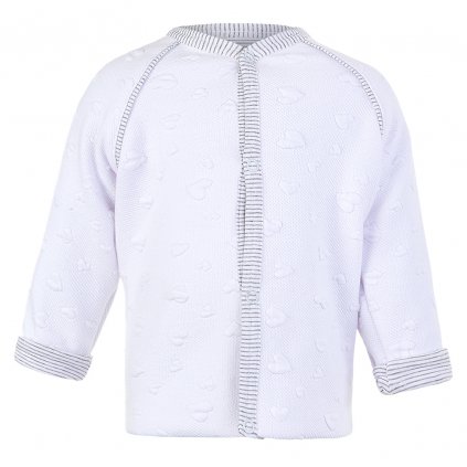 Babyjacke gefüttert Outlast® - weiß Herz/Streifen weißgrau meliert (Größe 50-56)