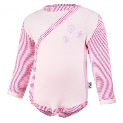 Wickelbody langer Ärmel Outlast® - babyrosa/Streifen