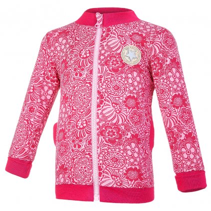 Sweatshirt gefüttert Outlast® - dunkelrosa Blumen/babyrosa