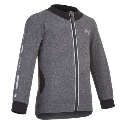 Sweatshirt REFLEX aufknöpfbar Outlast® - dunkelgrau meliert