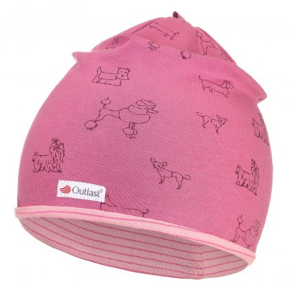 Beanie Mütze gefüttert Outlast® - rosa Hund/Streifen altrosa