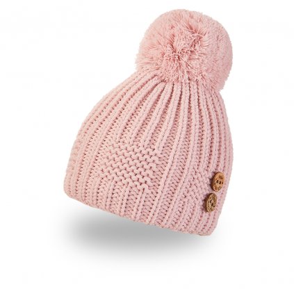 Beanie Strickmütze Knöpfe Bommel Outlast® - hellrosa