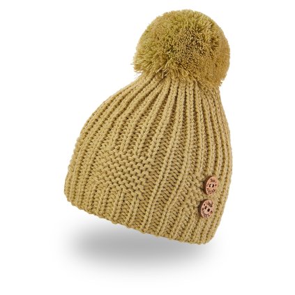 Beanie Strickmütze Knöpfe Bommel Outlast® - hellgrün