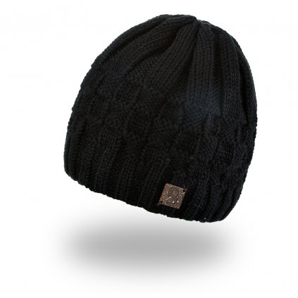 Beanie Strickmütze mit Karomuster Outlast® - schwarz