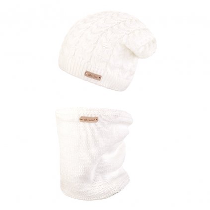 Set Beanie Strickmütze und Strickloop Outlast® - natur