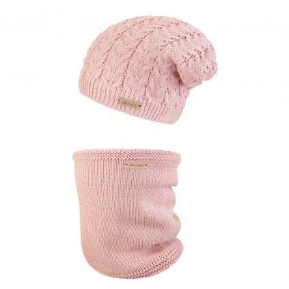 Set Beanie Strickmütze und Strickloop Outlast® - hellrosa