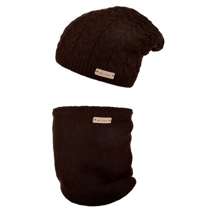 Set Beanie Strickmütze und Strickloop Outlast® - schwarz